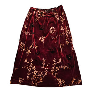 Medium Red Floral Velvet Skirt